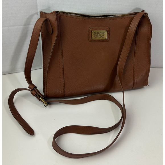 FRYE and Co. Soft Pebbled Vegan Faux Leather Crossbody Bag Brown Shoulder Purse - Picture 9 of 9